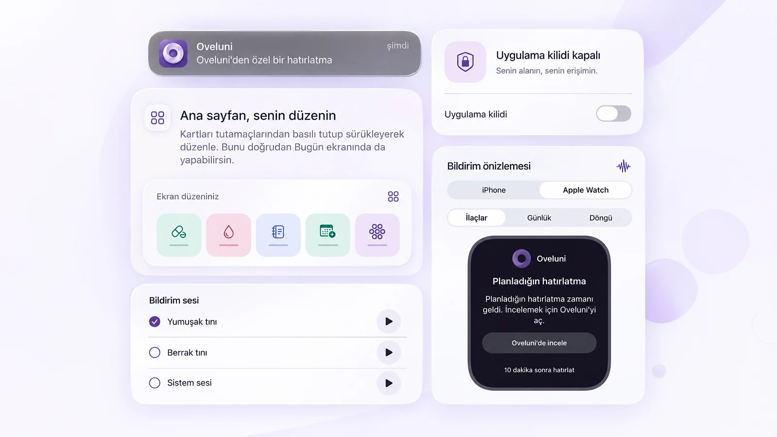 Oveluni notification preview, app lock and home screen layout